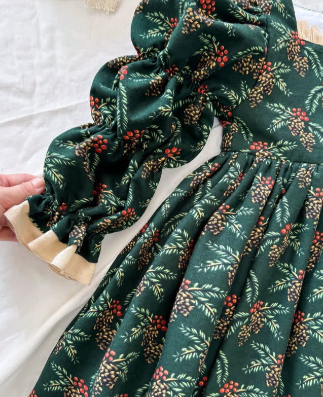 Russian Cotton Puff Sleeve Lilita Faux Two Piece Princess Dress 6Y 7Y 8Y