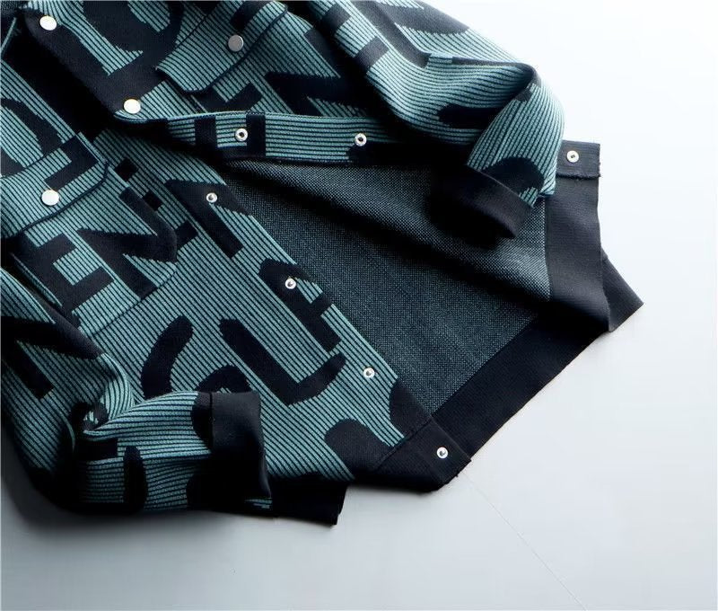 2026 Vintage Knitted Cardigan Korean Style Personalized Letter Lapel Casual Top Clothes Loose Jacket Coat