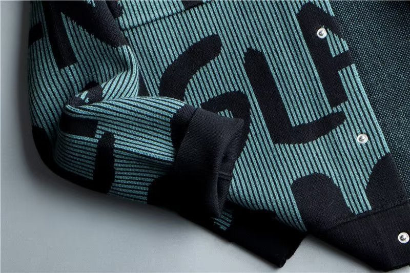 2026 Vintage Knitted Cardigan Korean Style Personalized Letter Lapel Casual Top Clothes Loose Jacket Coat