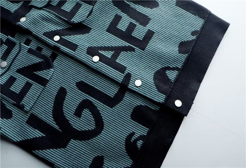 2026 Vintage Knitted Cardigan Korean Style Personalized Letter Lapel Casual Top Clothes Loose Jacket Coat